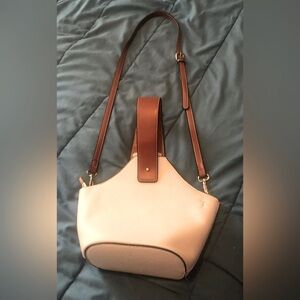 Leather New w/o Tags Light Brown and Cream Bucket Bag Like New